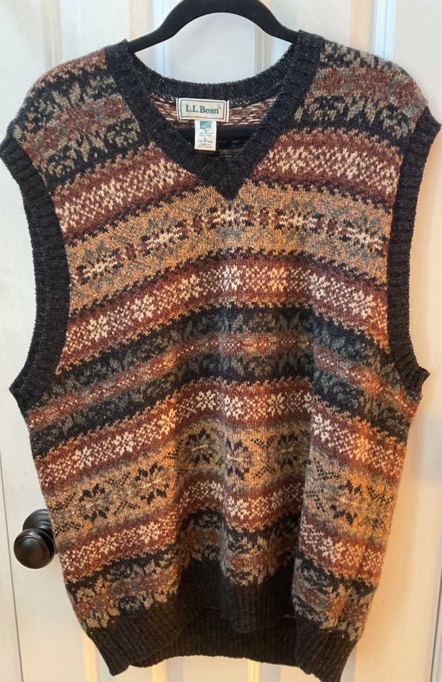 Vintage L.L. Bean Made in Scotland 100% Wool Fair Isle Sweater Vest Men's Large